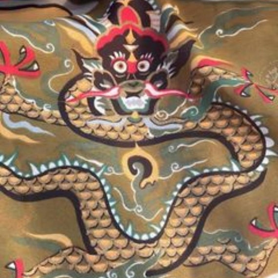 amazing dragon print 1960’s volup kaftan/ robe st… - image 5