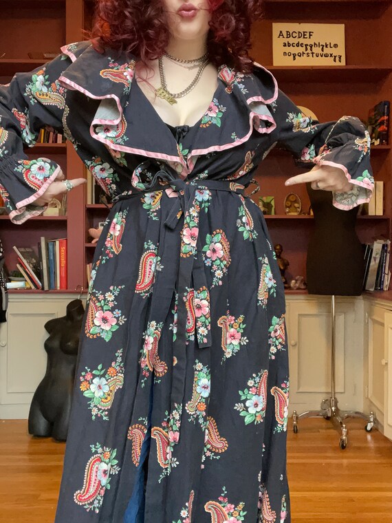 INSANE plus size volup antique 1920s black floral… - image 8