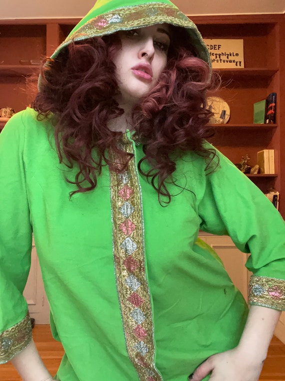 fabulous vintage 1960s witchy bright green velour 