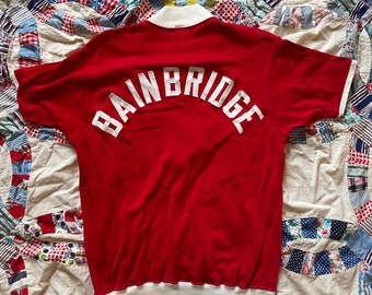 amazing 1940-50s bright red vintage baseball jersey top (multiples)