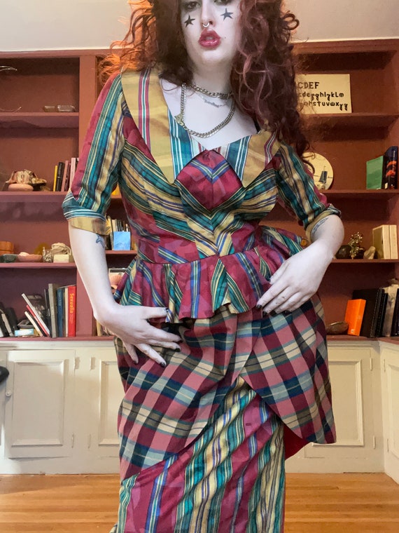 amazing former theater costume red plaid edwardian