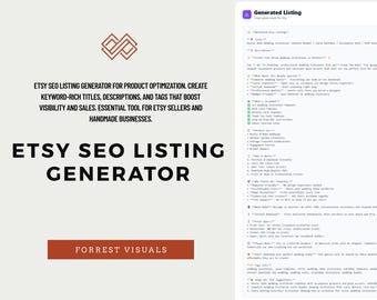 AI Etsy SEO Listing Generator | ChatGPT Prompts for Etsy Sellers | Optimize Titles, Tags & Descriptions | Instant Download