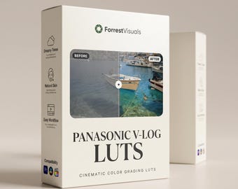 Panasonic V-Log LUTs | Cinematic Color Grading Presets for Premiere Pro, DaVinci Resolve & FCPX | GH5 GH6 S5 Film Video LUTs