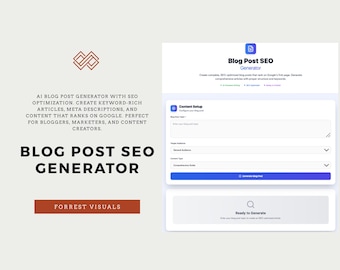 AI Blog Post Generator | ChatGPT Prompts for SEO Content Writing | Create, Outline & Optimize Blog Posts | Instant Download