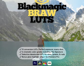Blackmagic BRAW LUTs | Cinematic Color Grading Presets for DaVinci Resolve | Pocket 4K 6K & URSA