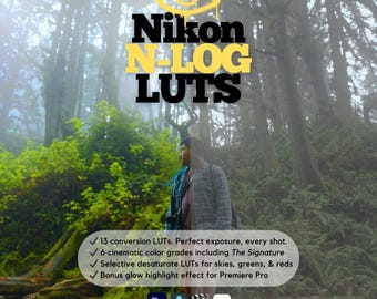 Nikon N-Log LUTs | Cinematic Color Grading Presets for Premiere Pro, DaVinci Resolve & FCPX