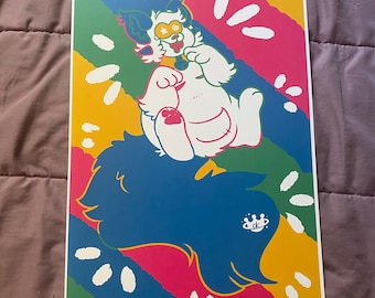 Cor pop; Impressão artística peluda de 12"x18"