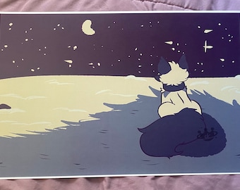 Noite Sombria; Impressão artística peluda de 12"x18"