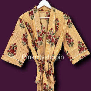 Floral Cotton Kimono Robe: Lightweight Beach Cover-Up