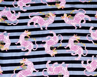 Black Gray Striped Dragon Cotton Voile Fabric: Home Decor Sewing Fabric