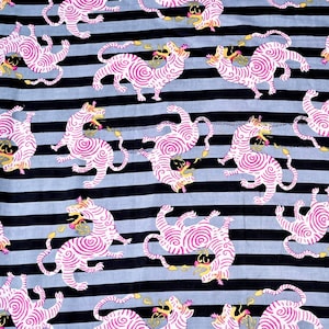 Black Gray Striped Dragon Cotton Voile Fabric: Home Decor Sewing Fabric