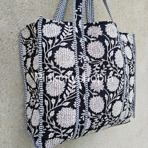 Bolso de mano indio acolchado de gran tamaño, bolso de compras, bolso de mano reversible, regalo para mujer