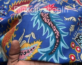 Ethnic Floral Print Cotton Fabric: Indian Dress Material By The Yard