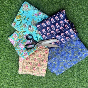 Indian hand block printed patch, scrap bundle, fabric scraps cotton,  fabric remnants, Soft Cotton Scraps, Quilting Scrap