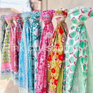 Hand Block Print Cotton Sarong: Lightweight Beach Cover-Up