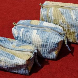Marble Print Cosmetic Bag, 3 Piece Set, Durable Toiletry Bag, Cotton Fabric, Gift For Her
