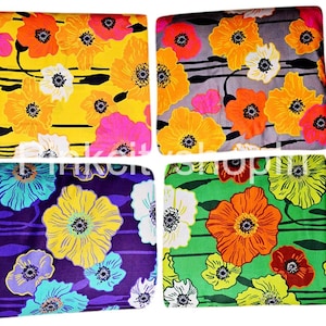 Handmade Big Flower Cotton Fabric: Dress, Tops, Curtain Material By The Yard