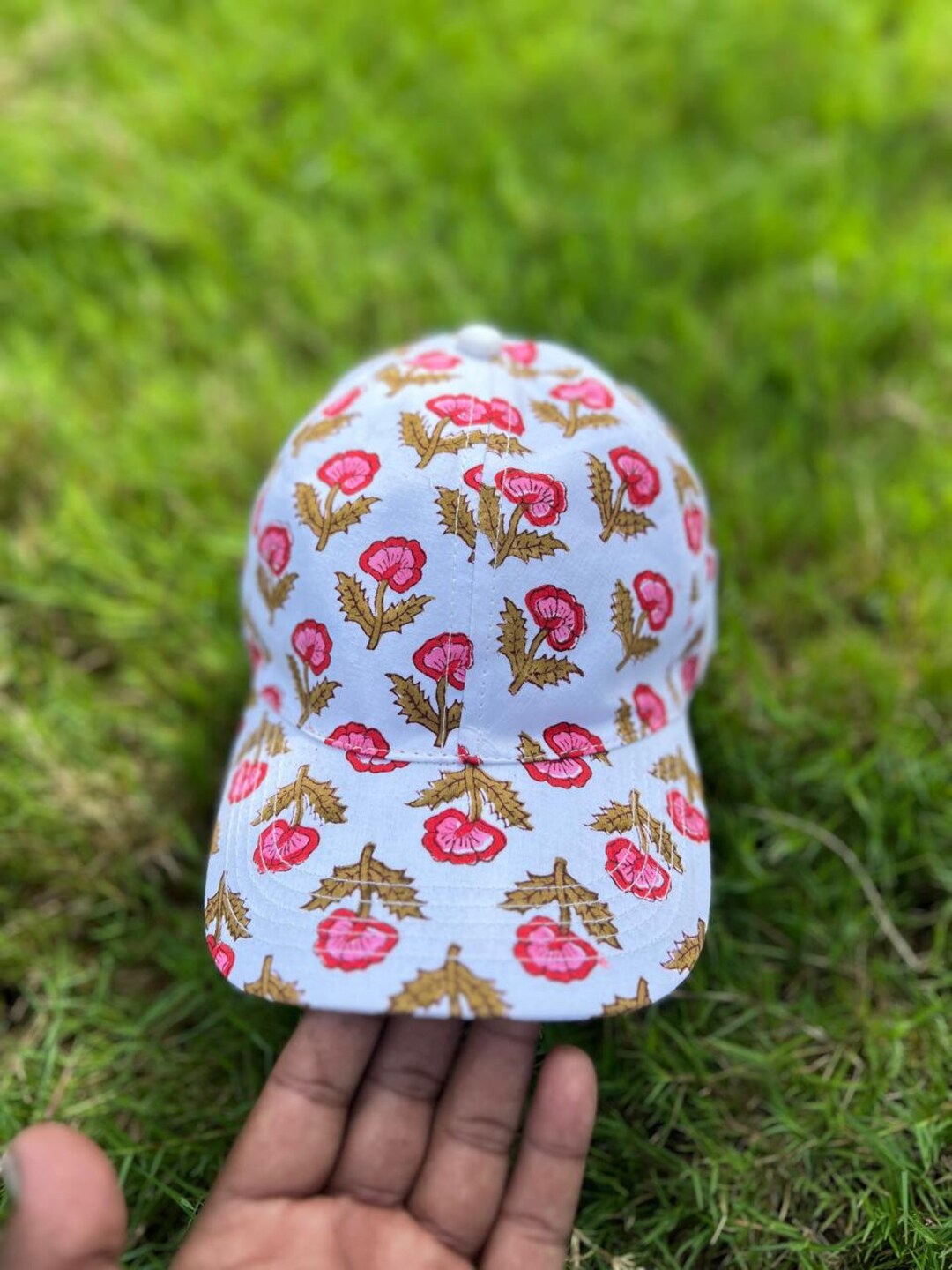 帽子 ABCD FLEURS original logo cotton cap Hand-embroidered Wildflower Khaki Baseball Cap, Floral