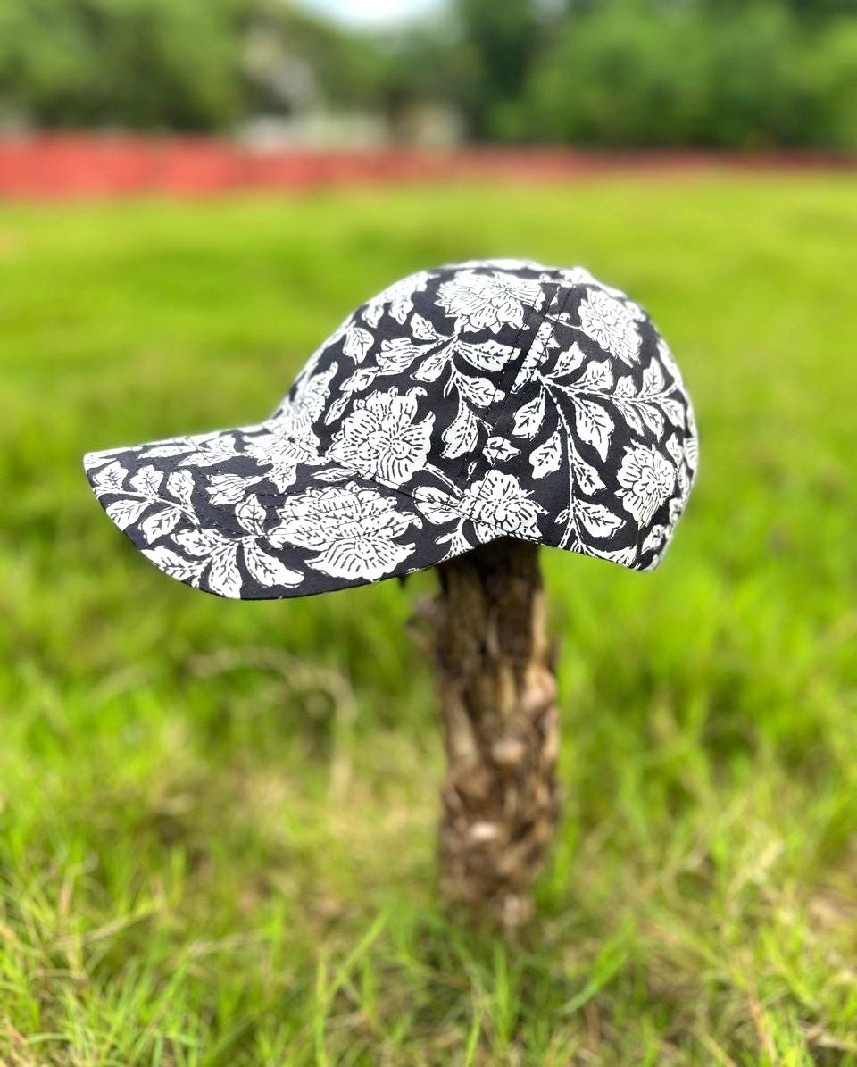 Hand Block Printed Cotton Baseball Cap: Lightweight Floral Fashion Hat ...