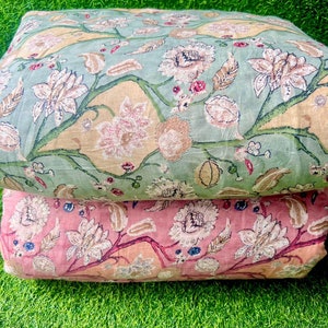 Floral Siebdruck Baumwollstoff: Indisches leichtes Kleid Material