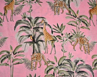 Pink Forest Cotton Fabric: Hand Block Print, Indian Craft