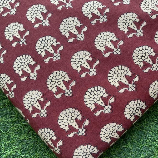 Hand Block Print Fabric, Fabric By the Yard, Dress Fabric, Curtain Fabric, Sewing Quilting Fabric, Vegetable Dyed, Soft Cotton Fabric