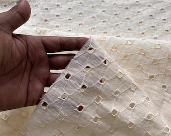 Tela de algodón bordada blanca, tela de algodón con ojales, tela para vestidos de muñecas, vestidos de novia, manualidades, telas por yardas