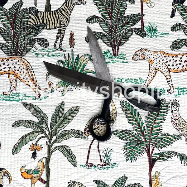 Forest Print Quilted Fabric, Fabric By The Meter, Unique and Trendy Fabric, Heavy Cotton Fabric, Upholstery and Home Decor Fabric,