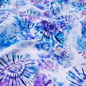 Katoenen stof bloemen: blauw-witte print, jurken maken, quilten - 42&quot; breed