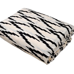 Zigzag Screen Print Cotton Fabric: Indian Heavy Cotton By The Yard
