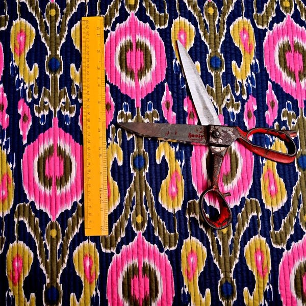 Ikat Print Quilted Cotton Fabric: Pink Home Decor Fabric By The Yard