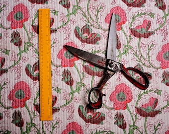 Floral Quilted Cotton Fabric: Pink Flower Print, 40" Wide