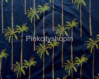 Tela de palmera estampada a mano: algodón para tapicería y decoración del hogar