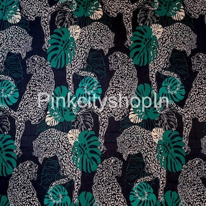 Elegante katoenen stof met tijgerprint, jungle safari stof, katoen op maat gesneden, 100% katoenen stof van India, stof voor het maken van jurken,