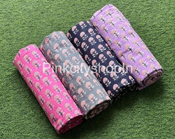 Handmade Block Print Cotton Fabric: Indian Floral Fabric for Sewing