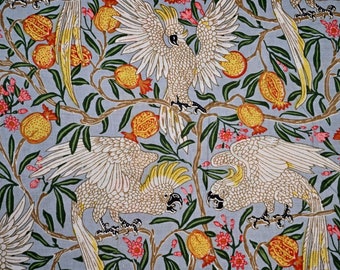 Perrot Print Cotton Fabric: Birds and Forest, Hand Block Printed