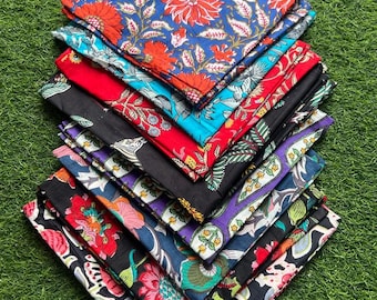 Floral Cotton Cloth Napkins Set: Eco Friendly Reusable Cocktail Napkins