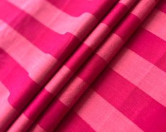 Red & Peach Wide Strip Print Cotton Fabric Textile Pattern Fabric Vertical Stripes Cotton Fabric By the Yard Home Decor Fabric