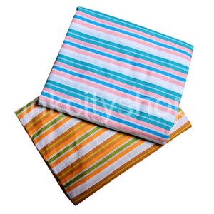 Hand Block Printed Striped Cotton Fabric: Soft Quilting Upholstery Material