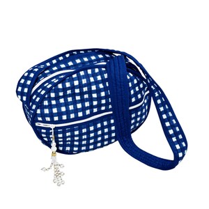 Blaue quadratische bedruckte Baumwoll-Mädchentasche, Umhängetasche, weiche Baumwolltasche, Größe 12 x 10 Zoll, indische schwere Baumwoll-