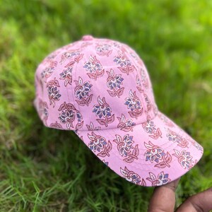 Block Printed Floral Cap: Lightweight Cotton Summer Hat