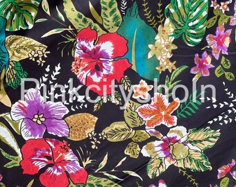 Floral Cotton Fabric: Multi-Color Printed Flower Designer Fabric