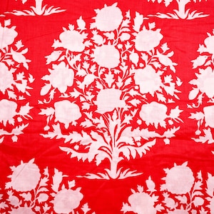 Red Flower Cotton Voile Dress Voile Indian Voile 100% Cotton Voile Wall Art Cotton Voile Unique Design Fabric