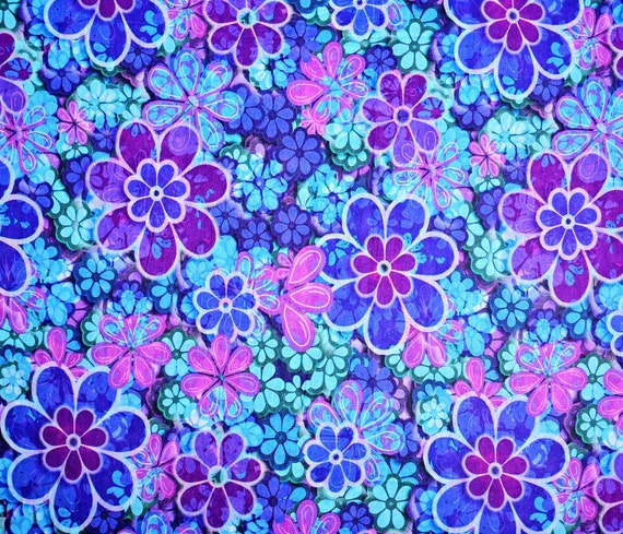 Indian Floral Print Cotton Fabric by the Yard | Cloth for Womens DIY Sewing 1 Yard / Blue Indian Floral Print Cotton Fabric by the Yard | Cloth for Womens DIY Sewing 1 Yard / Blue