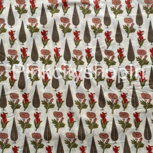 Handmade Cotton Fabric By The Yard: Leaf Print Dress/Upholstery Material