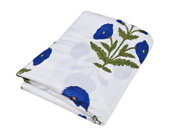 Mughal Blumen Block Print Baumwolle: Indischer Voile als Rohware