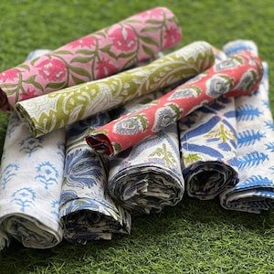 Hand Block Printed Cotton Napkins: Reusable Zero Waste, Set of 10