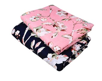 Bird Print Cotton Voile Fabric: Pink Forest Dress Making Cloth