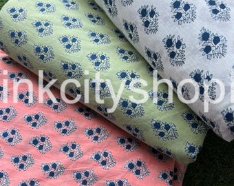Floral Print Cotton Fabric: Hand Block Printed Clothing Material