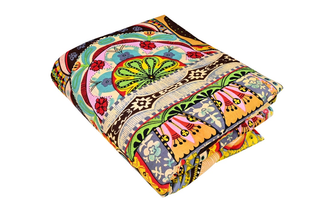 Vintage Geometric Printed Cotton Fabric Home Decorating Etsy